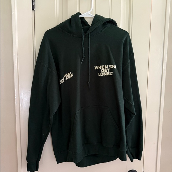 Lonely Ghost Dark Green Graphic Hoodie - Picture 3 of 6